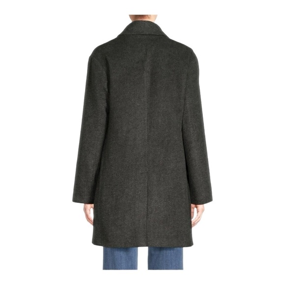 AVEC LES FILLES Herringbone Double Breasted Coat in Charcoal NWT - Picture 4 of 7
